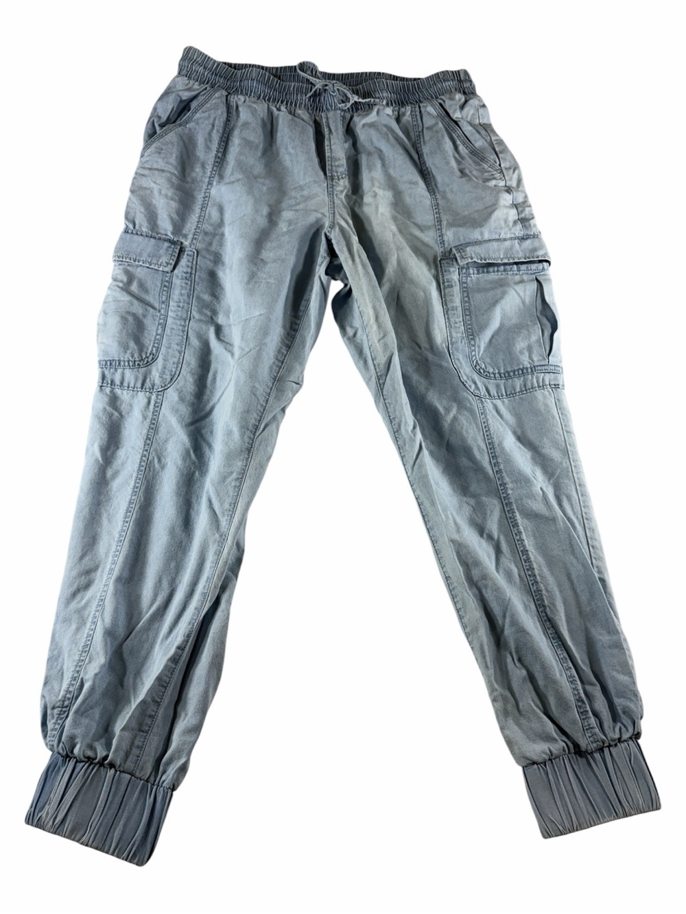 INC International Concepts Sz L Mid Rise Elastic Waist Cargo Pants Jogger Blue